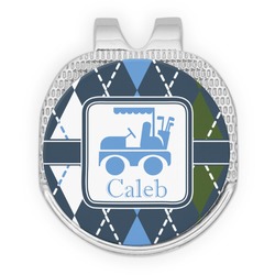 Blue Argyle Golf Ball Marker - Hat Clip - Silver