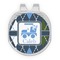 Blue Argyle Golf Ball Marker - Hat Clip - Silver