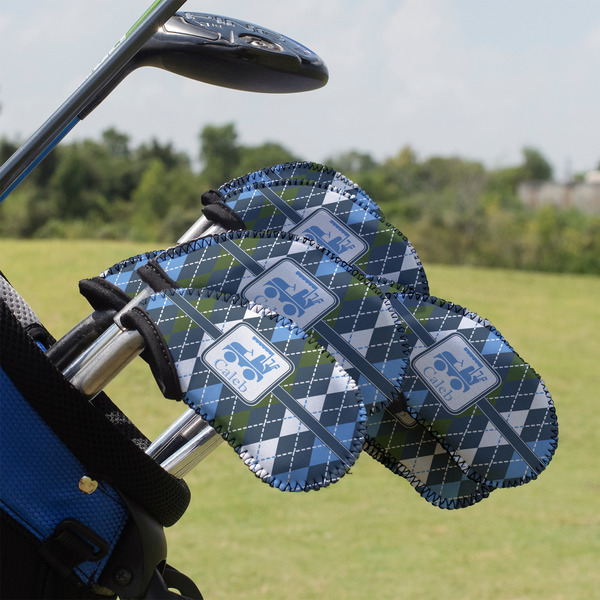 Custom Blue Argyle Golf Club Iron Cover - Set of 9 (Personalized)