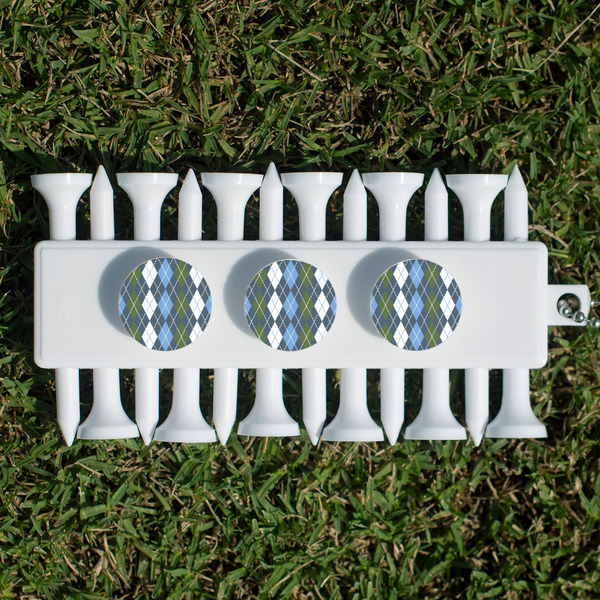 Blue Argyle Golf Tees & Ball Markers Set - Back