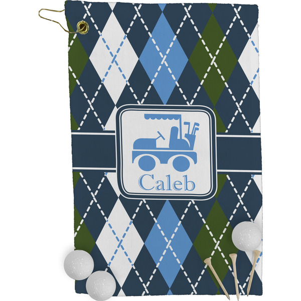 Blue Argyle Golf Towel (Personalized)