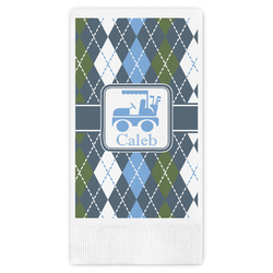 Blue Argyle Guest Napkins - Full Color - Embossed Edge (Personalized)