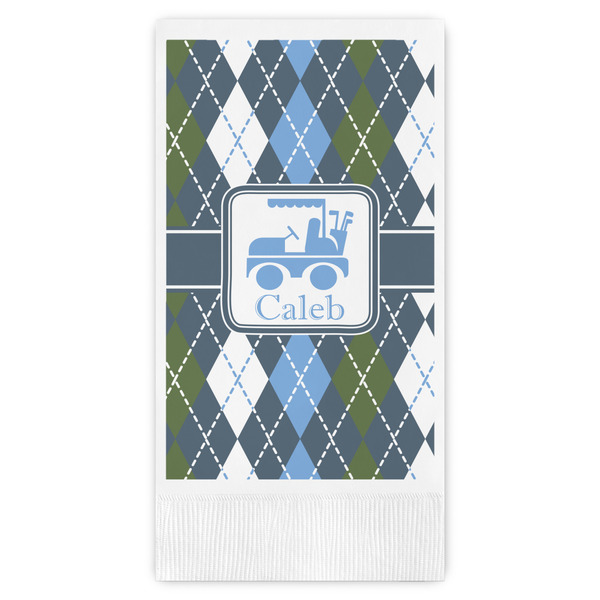 Custom Blue Argyle Guest Napkins - Full Color - Embossed Edge (Personalized)