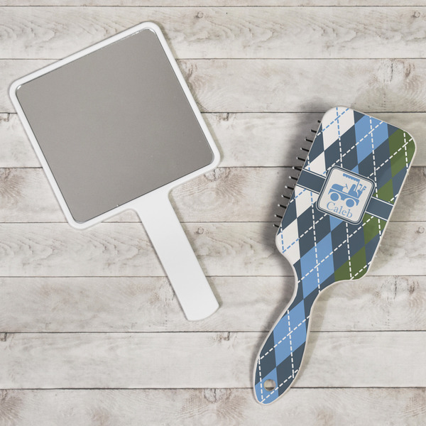 Blue Argyle Hair Brush - In Context