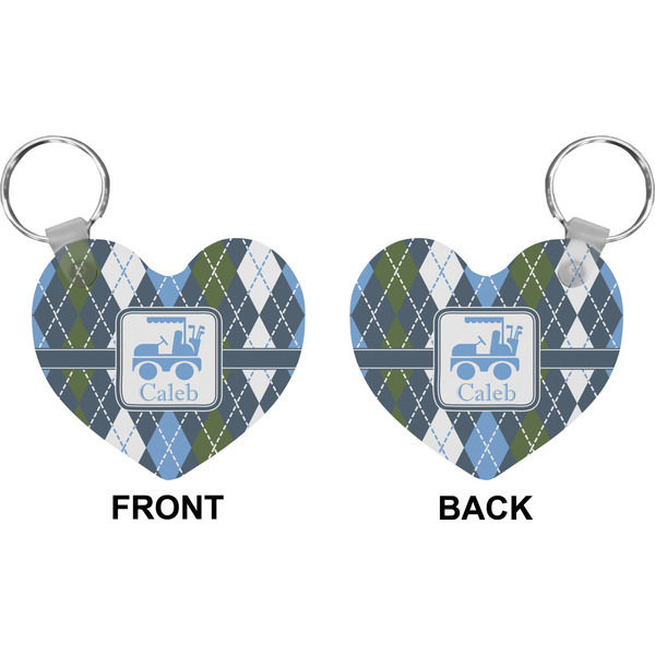 Blue Argyle Heart Keychain (Front + Back)