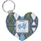 Blue Argyle Heart Keychain (Personalized)