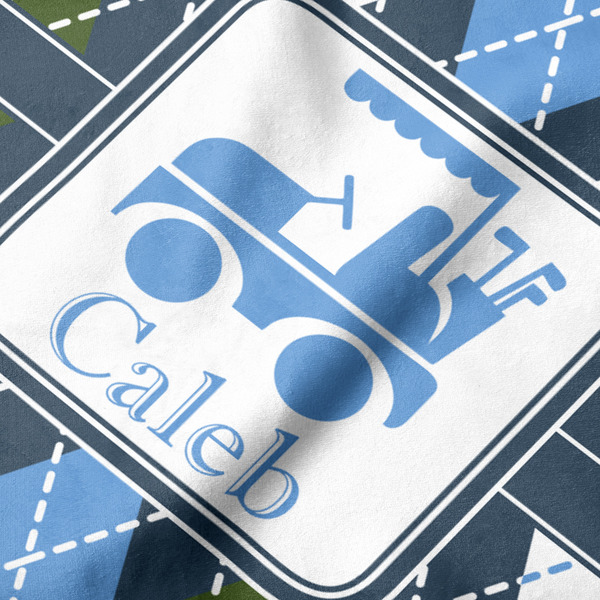 Blue Argyle Hooded Baby Towel- Detail Close Up