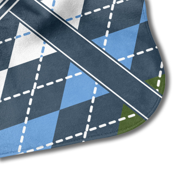 Blue Argyle Hooded Baby Towel- Detail Corner