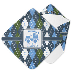 Blue Argyle Hooded Baby Towel (Personalized)