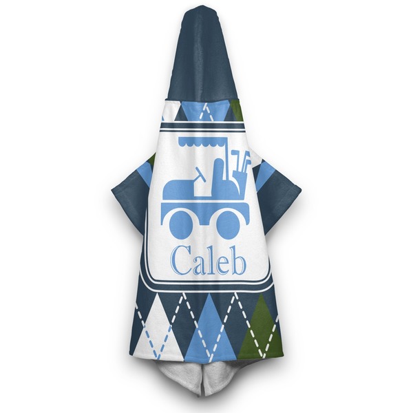 Blue Argyle Hooded Towel - Hanging