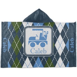 Blue Argyle Kids Hooded Towel (Personalized)