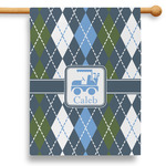 Blue Argyle 28" House Flag - Double Sided (Personalized)