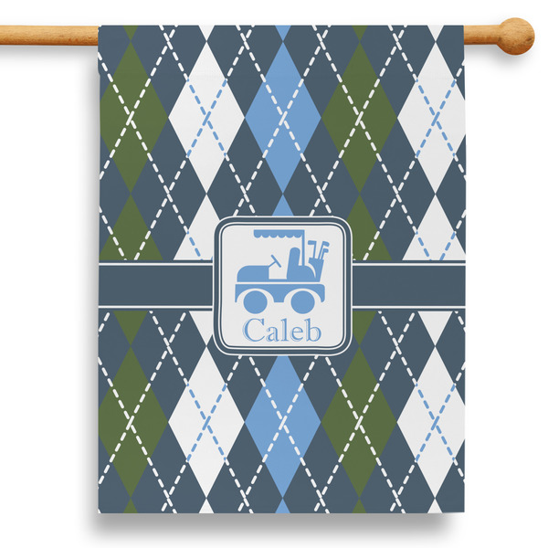Custom Blue Argyle 28" House Flag (Personalized)