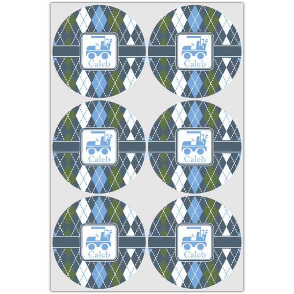 Blue Argyle Icing Circle - Large - Set of 6