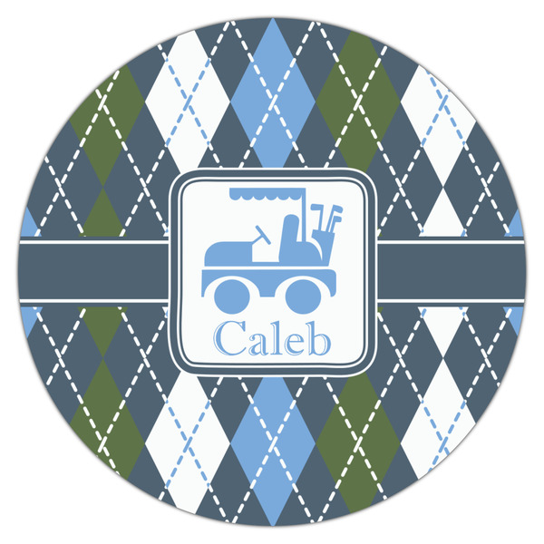 Blue Argyle Icing Circle - Large - Single