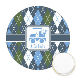 Blue Argyle Printed Cookie Topper - Round (Personalized)