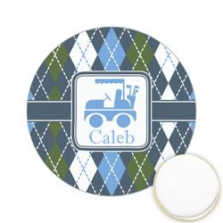 Blue Argyle Printed Cookie Topper - 2.15" (Personalized)