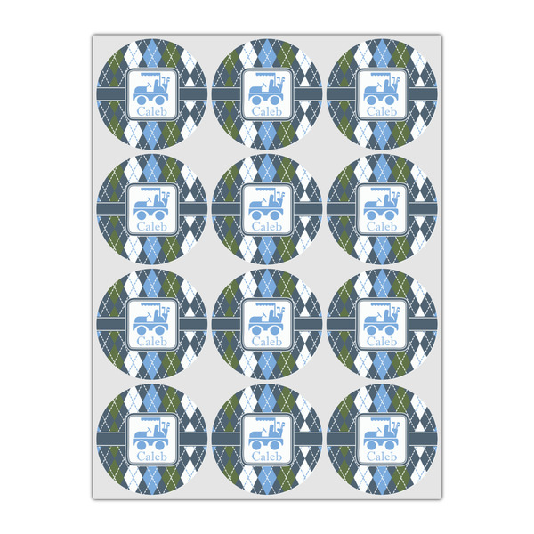 Blue Argyle Icing Circle - Small - Set of 12