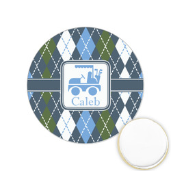 Blue Argyle Printed Cookie Topper - 1.25" (Personalized)