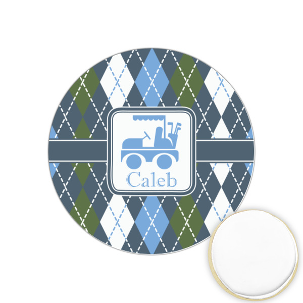 Custom Blue Argyle Printed Cookie Topper - 1.25" (Personalized)