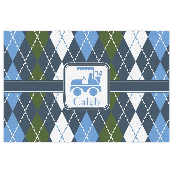 Blue Argyle Indoor / Outdoor Rug - 2'x3' - Front Flat