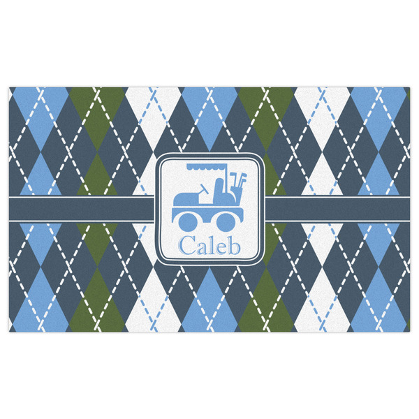 Blue Argyle Indoor / Outdoor Rug - 3'x5' - Front Flat