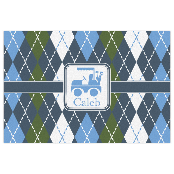 Blue Argyle Indoor / Outdoor Rug - 4'x6' - Front Flat