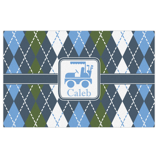Blue Argyle Indoor / Outdoor Rug - 5'x8' - Front Flat