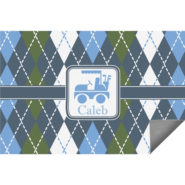 Custom Blue Argyle Indoor / Outdoor Rug - 6'x8' w/ Name or Text