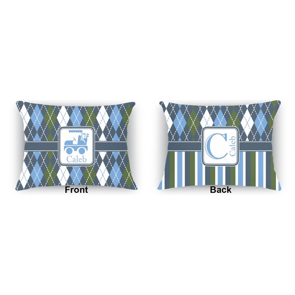 Blue Argyle  Indoor Rectangular Burlap Pillow (Front and Back)