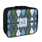 Blue Argyle Insulated Lunch Bag w/ Name or Text