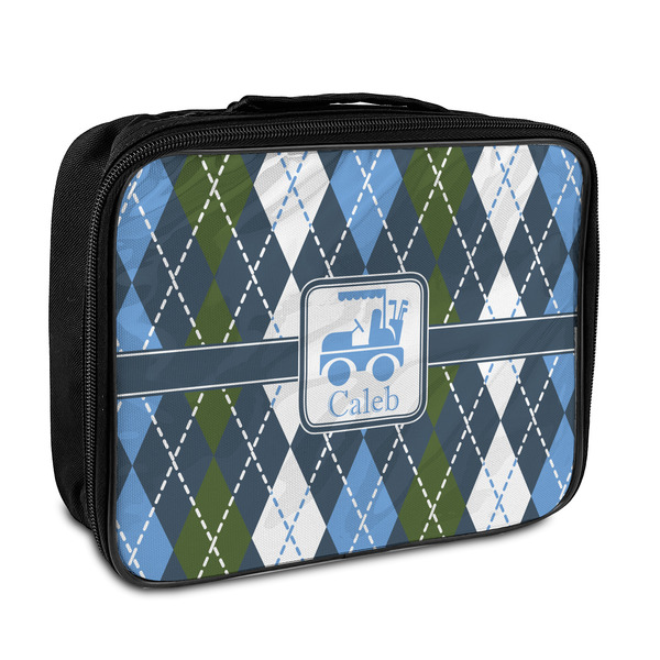 Custom Blue Argyle Insulated Lunch Bag w/ Name or Text