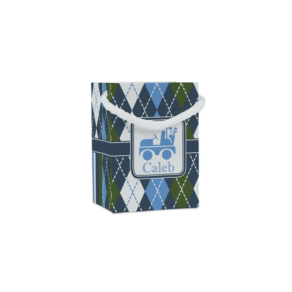 Custom Blue Argyle Jewelry Gift Bags (Personalized)