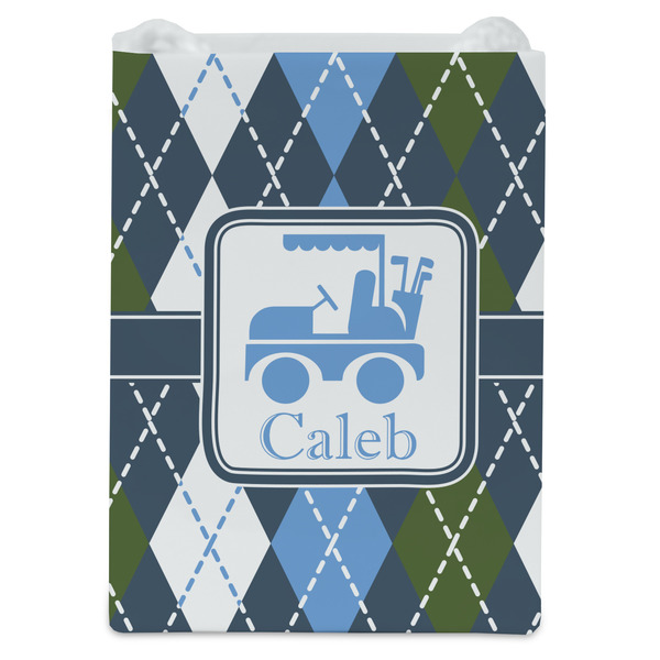 Blue Argyle Jewelry Gift Bag - Matte - Front