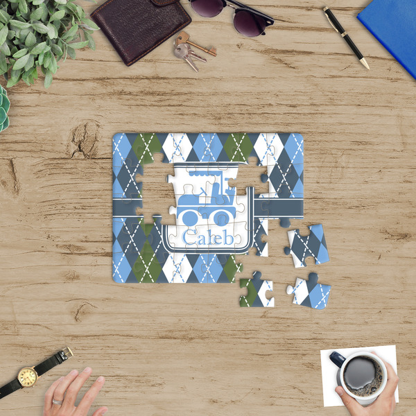 Blue Argyle Jigsaw Puzzle 30 Piece - In Context