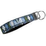 Blue Argyle Wristlet Webbing Keychain Fob (Personalized)