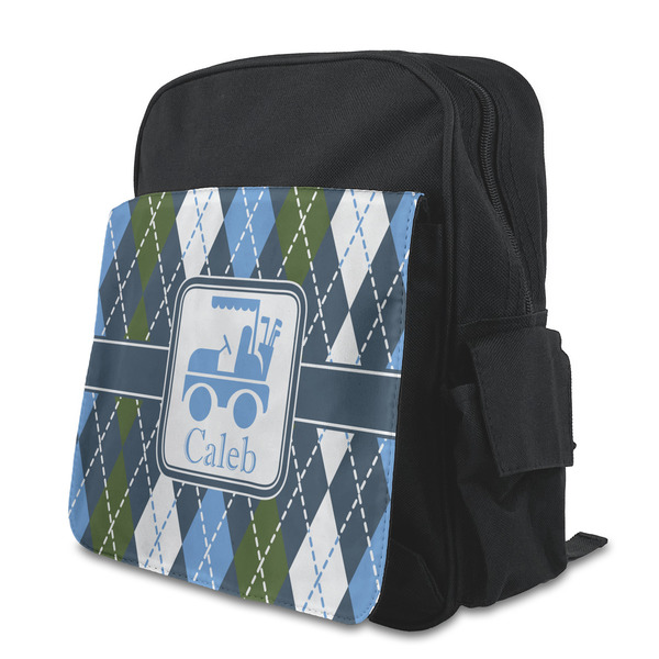 Custom Blue Argyle Preschool Backpack (Personalized)