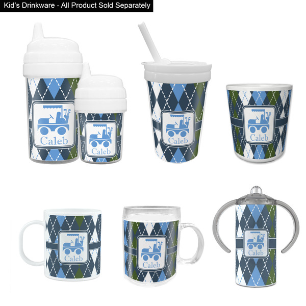 Blue Argyle Kid's Drinkware - Customized & Personalized