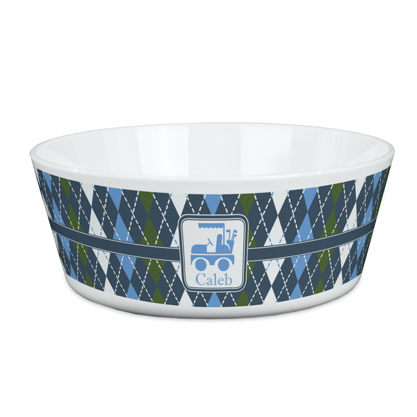 Custom Blue Argyle Kid's Bowl (Personalized)