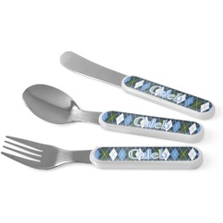 Blue Argyle Kid's Flatware (Personalized)