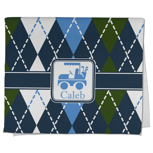 Custom Blue Argyle Kitchen Towel - Poly Cotton w/ Name or Text