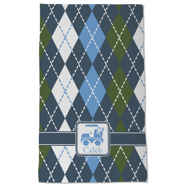 Blue Argyle Kitchen Towel - Poly Cotton - Full Front