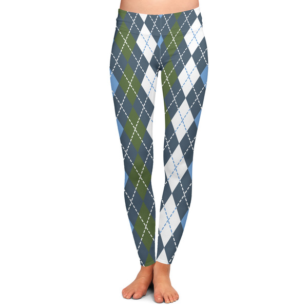 Custom Blue Argyle Ladies Leggings - Extra Small