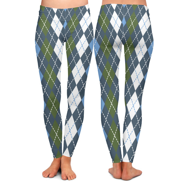 Blue Argyle Ladies Leggings - Front and Back
