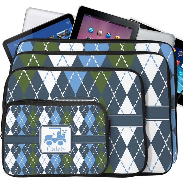 Blue Argyle Laptop Case Sizes