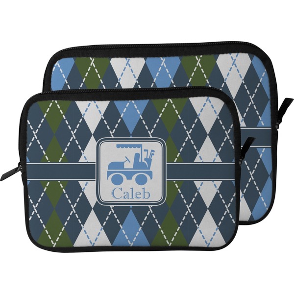Blue Argyle Laptop Sleeve (Size Comparison)