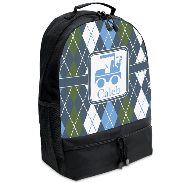 Custom Blue Argyle Backpacks - Black (Personalized)