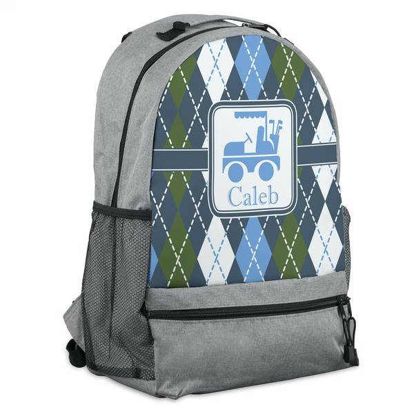 Custom Blue Argyle Backpack - Grey (Personalized)