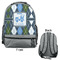 Blue Argyle Large Backpack - Gray - Front & Back View