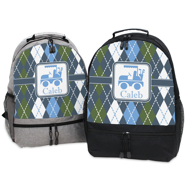Blue Argyle Large Backpacks - Both